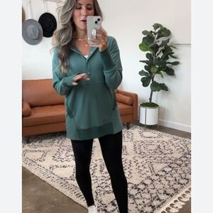 Grace & Lace Teal Buttoned Pullover